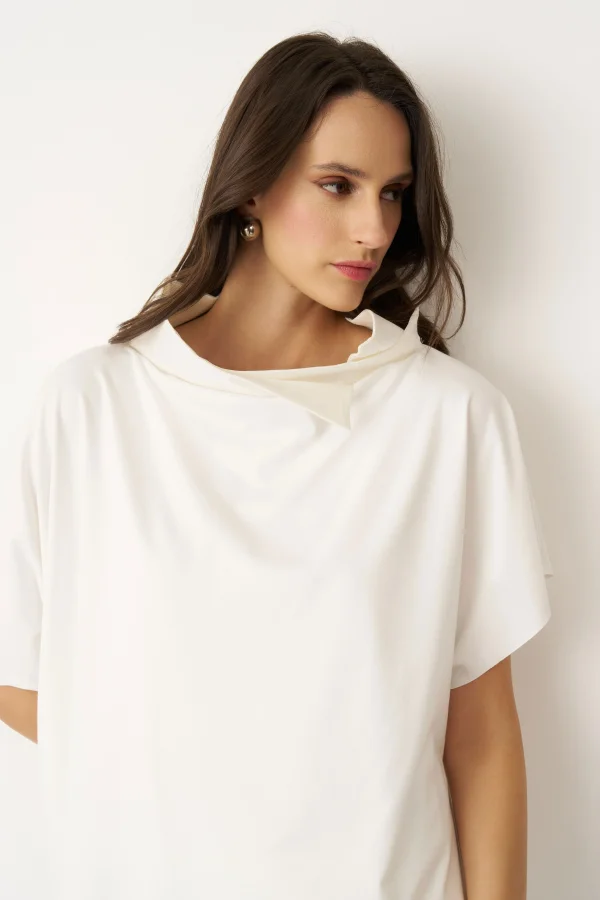 Beyaz Tafta Dik Yakalı Kokkino Bluz - 4