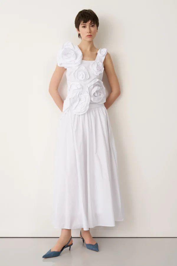 Beyaz Tafta Etek Petalas - 1