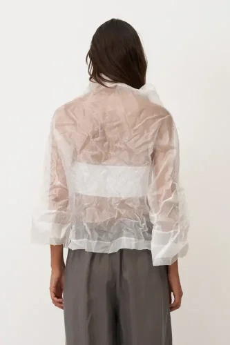 Beyaz Transparan Organze Ftane Bluz - 5