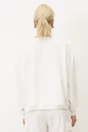 Beyaz Triko Bantlı Önü Fermuarlı Sifnos Ceket - 5