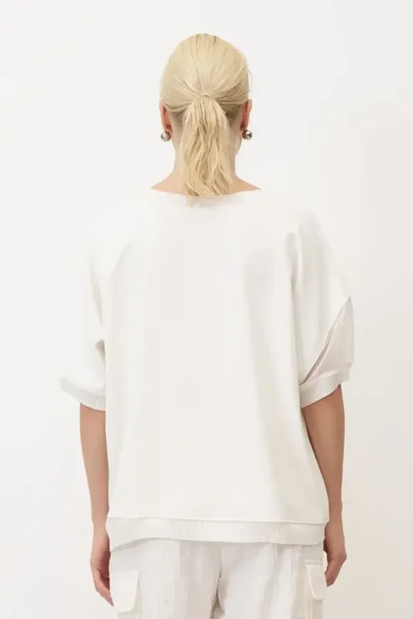 Beyaz Triko Bantlı Rahat Kesim Sifnos Bluz - 5