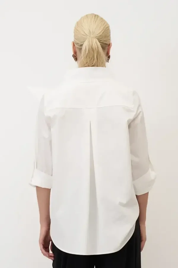 Beyaz Yakası Büyük Çiçekli Kato Gömlek - 4