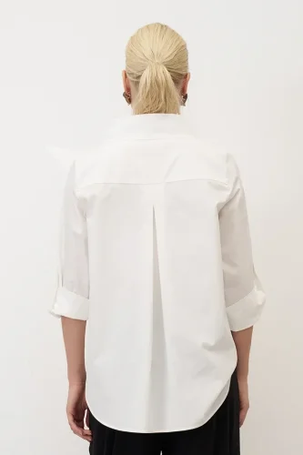 Beyaz Yakası Büyük Çiçekli Kato Gömlek - 4