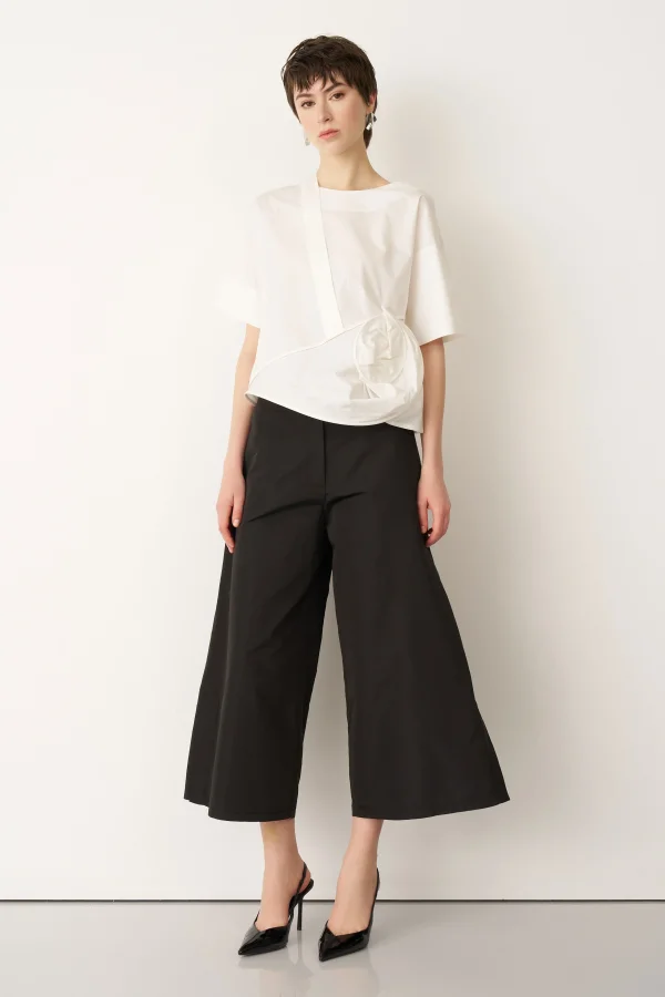 Beyaz Yanı Çiçek Formlu Proti Bluz - 2