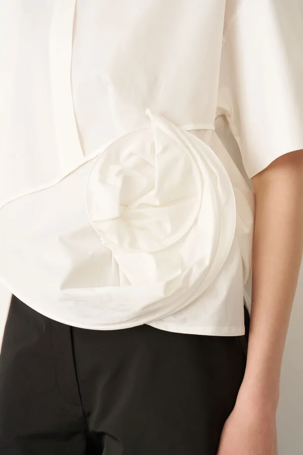 Beyaz Yanı Çiçek Formlu Proti Bluz - 5