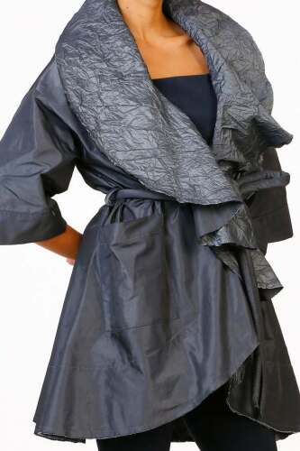 Big Collar Taffeta Jacket - Anthracite - 6