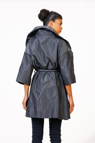 Big Collar Taffeta Jacket - Anthracite - 7