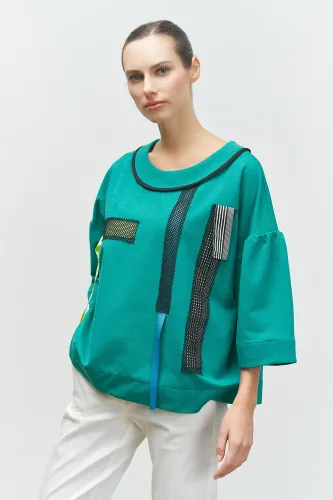 İp Şeritli Bluz - Yeşil - BIZE (1)