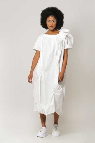 فستان بأكمام داخلية - أبيض - 1