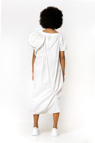 Boned Sleeve Dress - White - 4