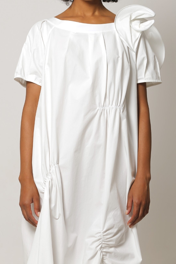 Boned Sleeve Dress - White - 5