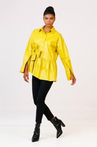 Bright Shirt with Large Flowers - Yellow - 2