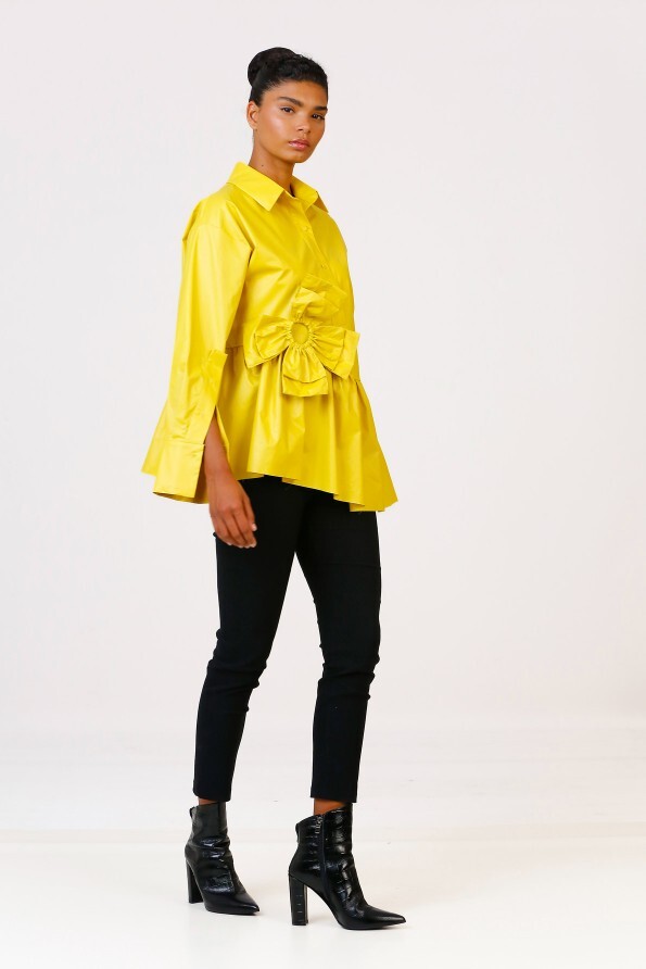 Bright Shirt with Large Flowers - Yellow - 3