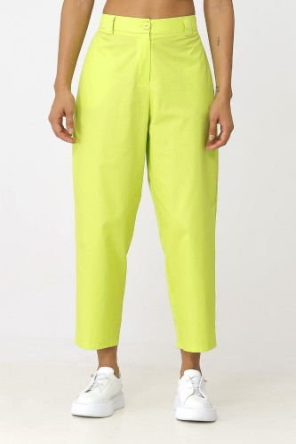 Cotton Satin Pants - Green 