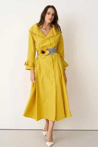 Crete Elbise - Sarı - 3