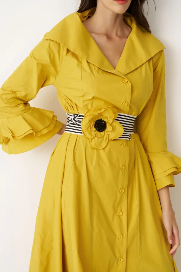 Crete Elbise - Sarı - 4