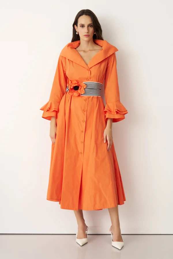 Crete Elbise - Turuncu - 1