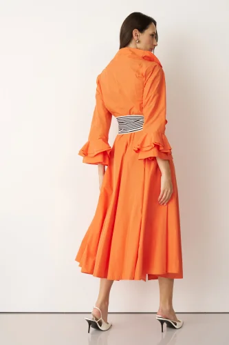 Crete Elbise - Turuncu - 4