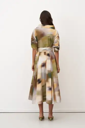 Desenli Asimetrik Yaka Desenli Ikaria Elbise - 5