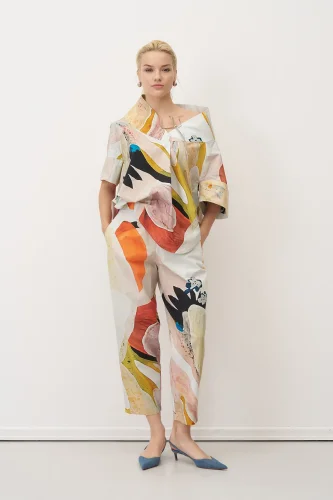 Desenli Baskılı Dik Yaka Kalymnos Bluz - BIZE (1)