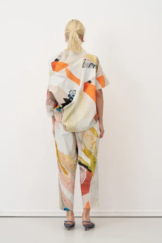 Desenli Baskılı Dik Yaka Kalymnos Bluz - 6