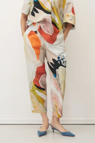 Desenli Baskılı Havuç Kesim Kalymnos Pantolon - 1