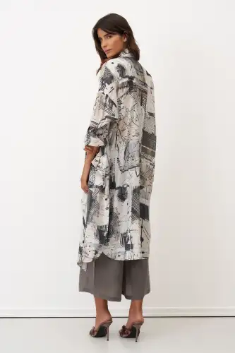 Desenli Baskılı Uzun Cepli Paros Kap - 6