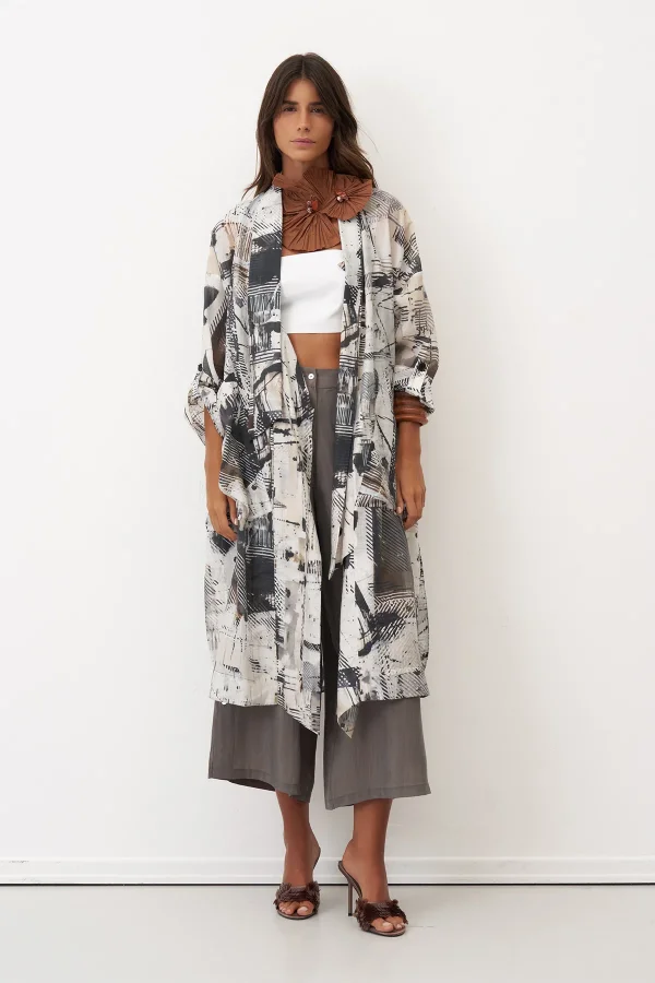 Desenli Baskılı Uzun Cepli Paros Kap - 1