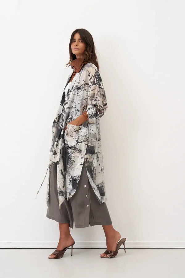 Desenli Baskılı Uzun Cepli Paros Kap - 4