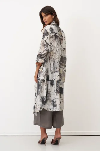 Desenli Baskılı Uzun Cepli Paros Kap - 6