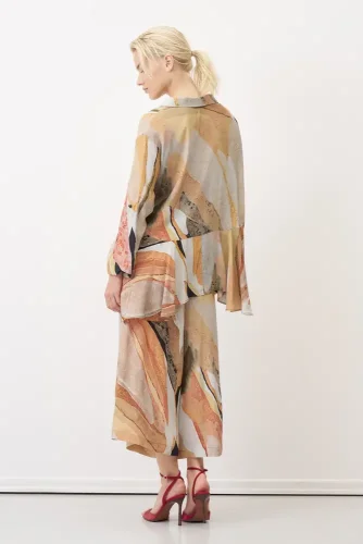 Desenli Baskılı Yakası Katlama Detaylı Milos Gömlek - 5