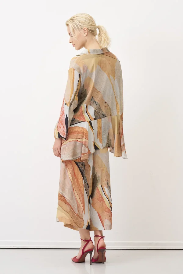 Desenli Baskılı Yakası Katlama Detaylı Milos Gömlek - 5