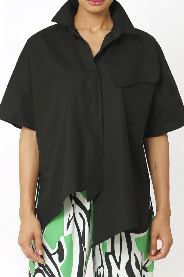 Design Detailed Pocket Shirt - Black - 5