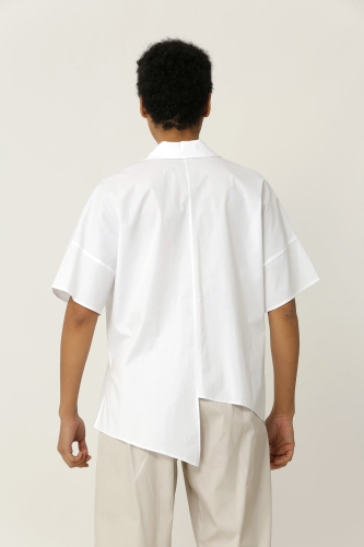 قميص جيب مفصل التصميم - أبيض - 4