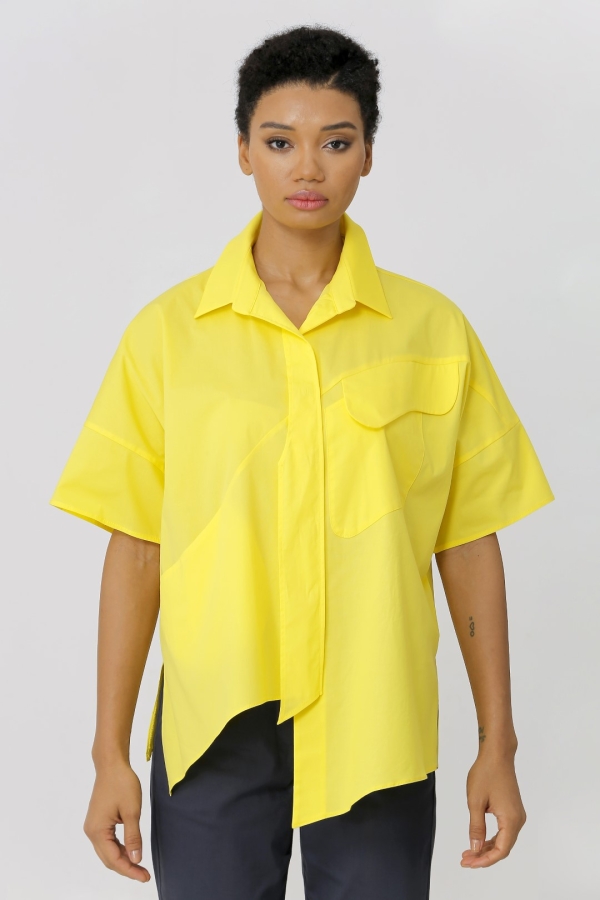 تصميم قميص جيب مفصل - أصفر - 1