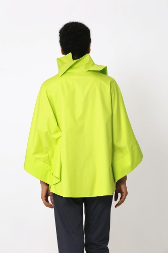 Double Collar Poncho Shirt - Lime Green - 5