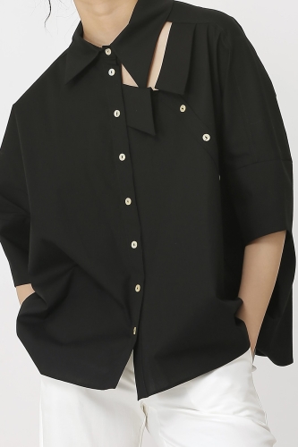 Double Collar Shirt - Black - 6