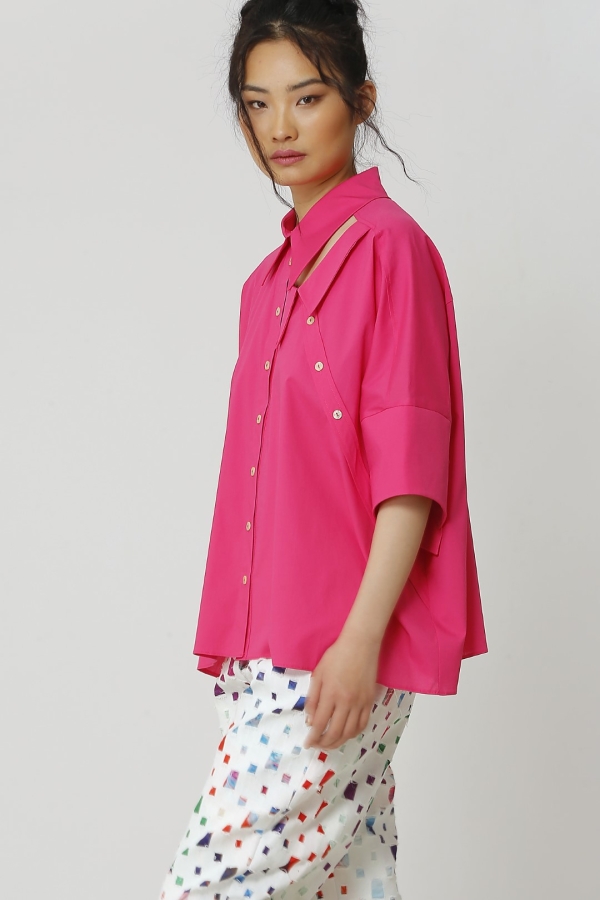 Double Collar Shirt - Fuchsia - 4