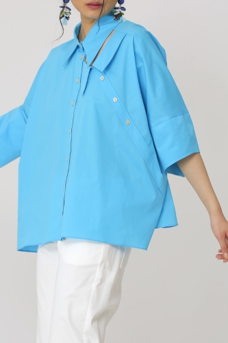 Double Collar Shirt - Turquoise - 6