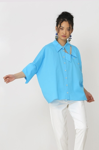 Double Collar Shirt - Turquoise 