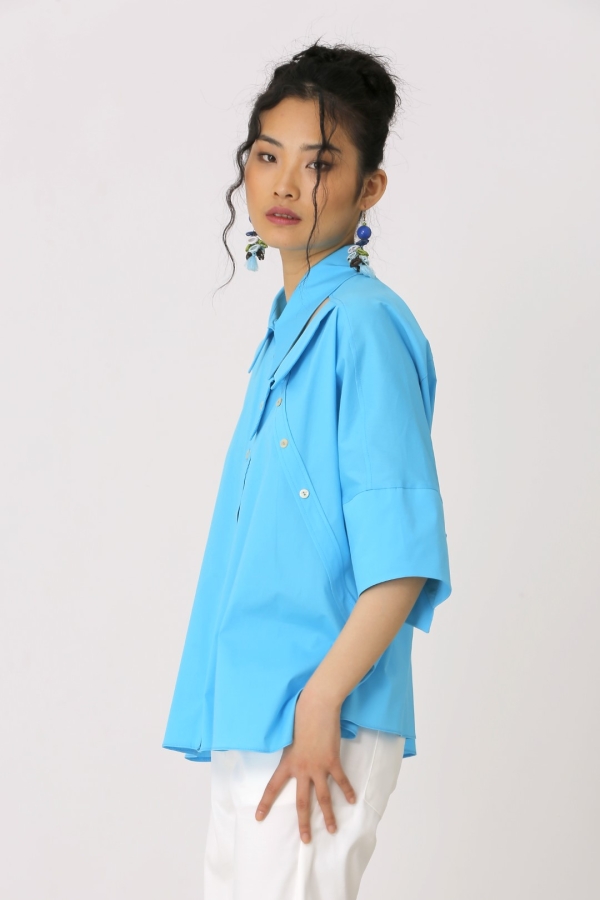 Double Collar Shirt - Turquoise - 2