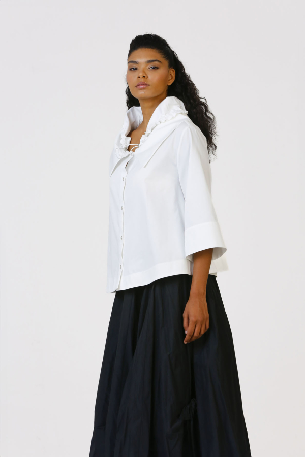 Double Collar Shirt - White - 4