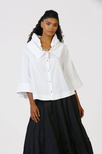 Double Collar Shirt - White 