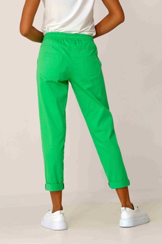 Drawstring Cotton Pants - Apple Green - 5