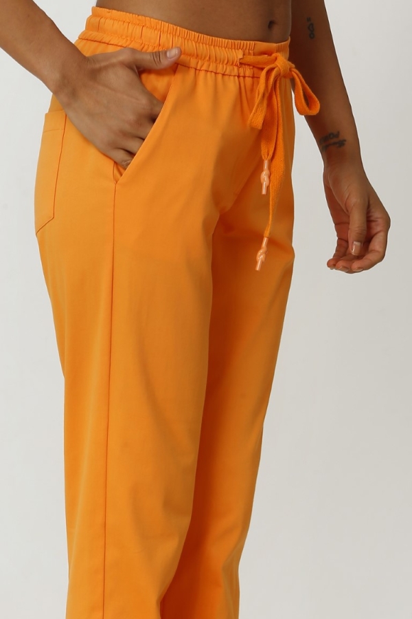 Drawstring Cotton Pants - Orange - 5