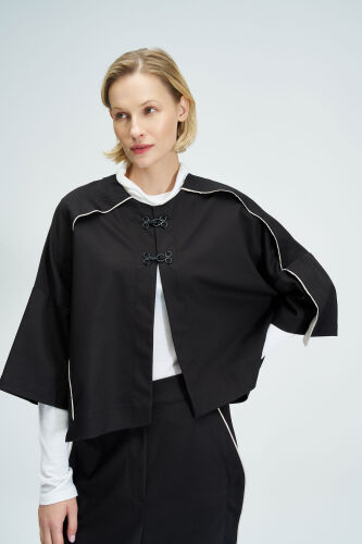 Ecru Piping Black Jacket - 1