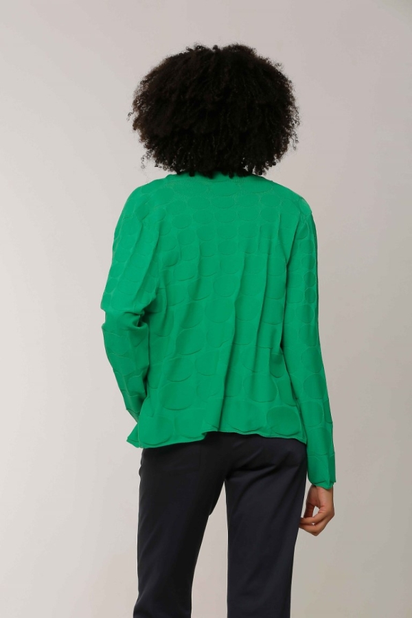 Ellipse Patterned Shawl Collar Knit Cardigan - Green - 3