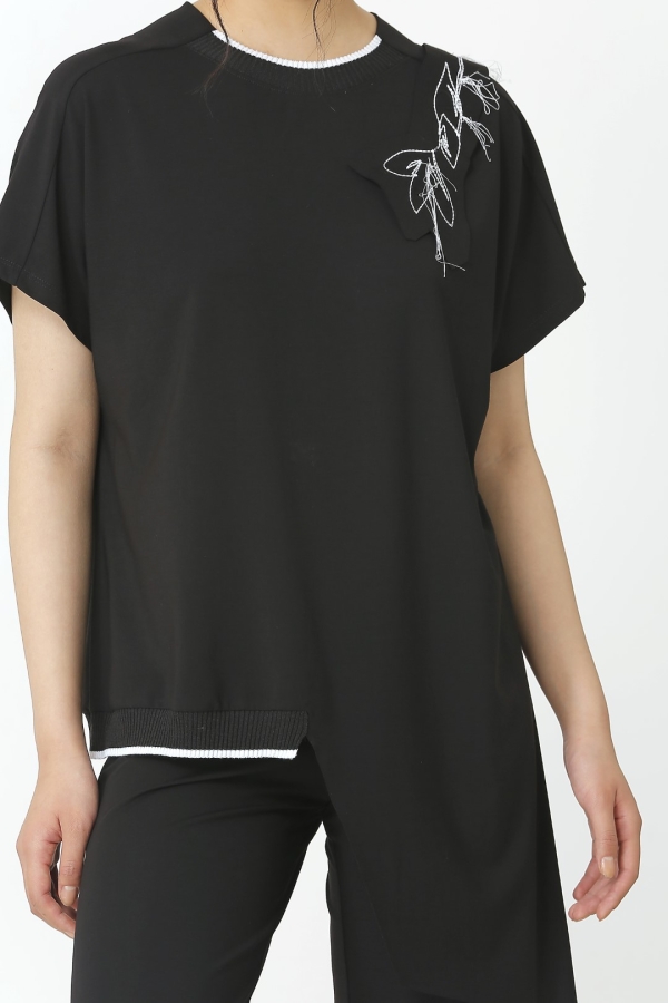 Embroidered Blouse - Black - 4