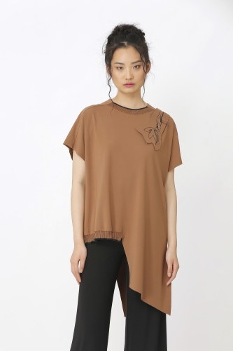 Embroidered Blouse - Brown 