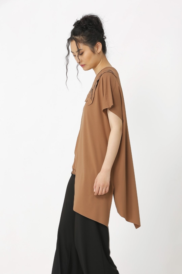 Embroidered Blouse - Brown - 3